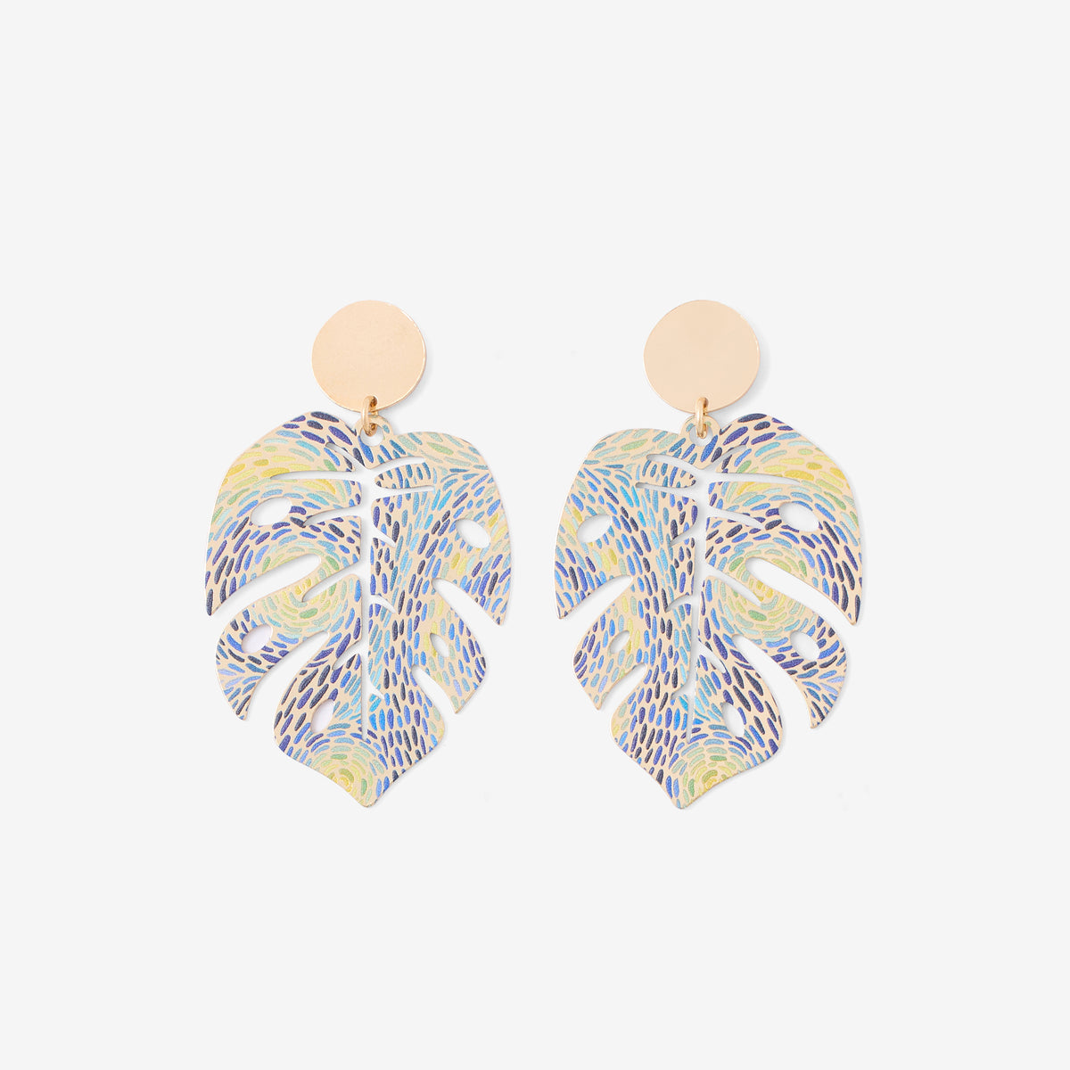Boucles d'oreilles feuille Balagane imprimé pointillisme