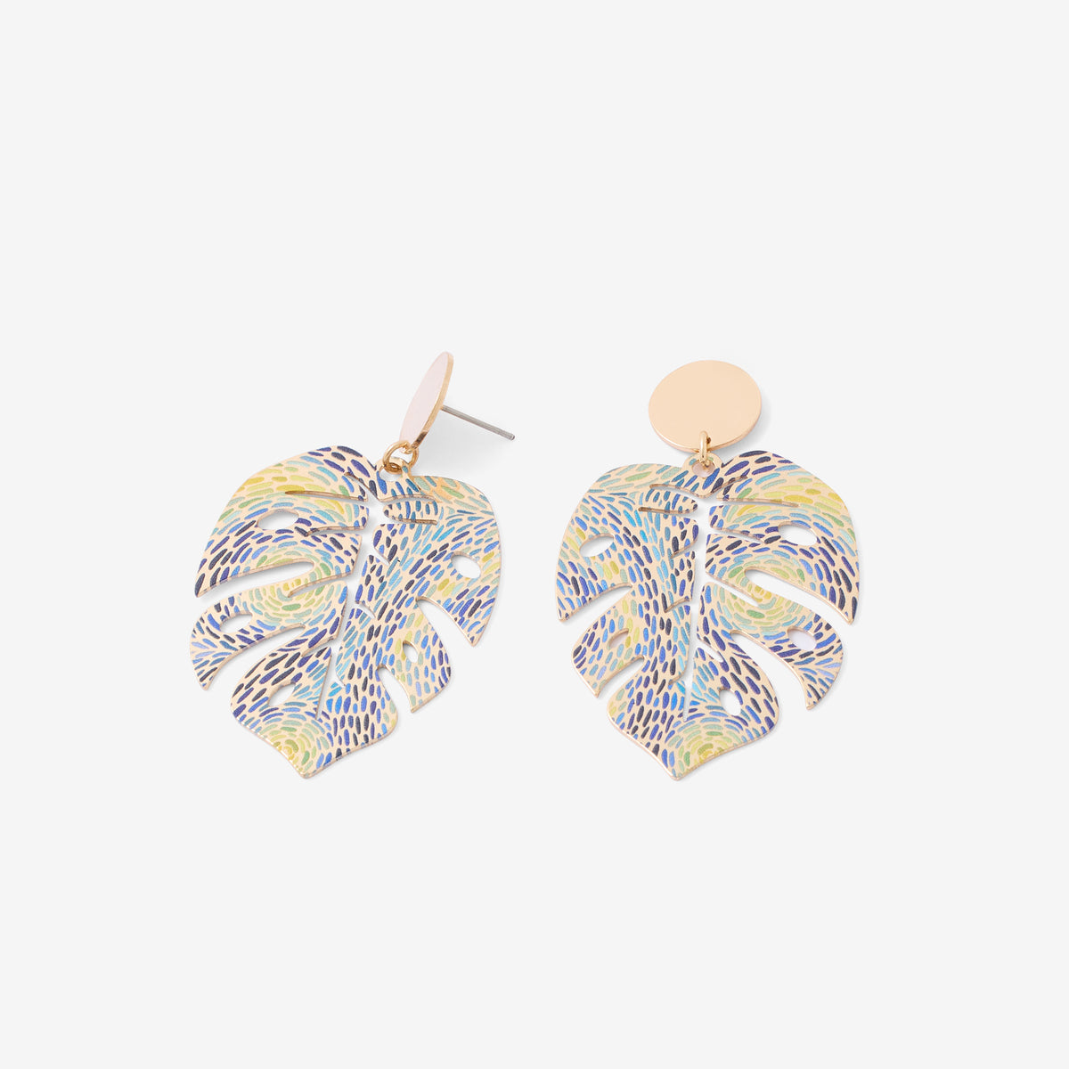 Boucles d'oreilles feuille Balagane imprimé pointillisme