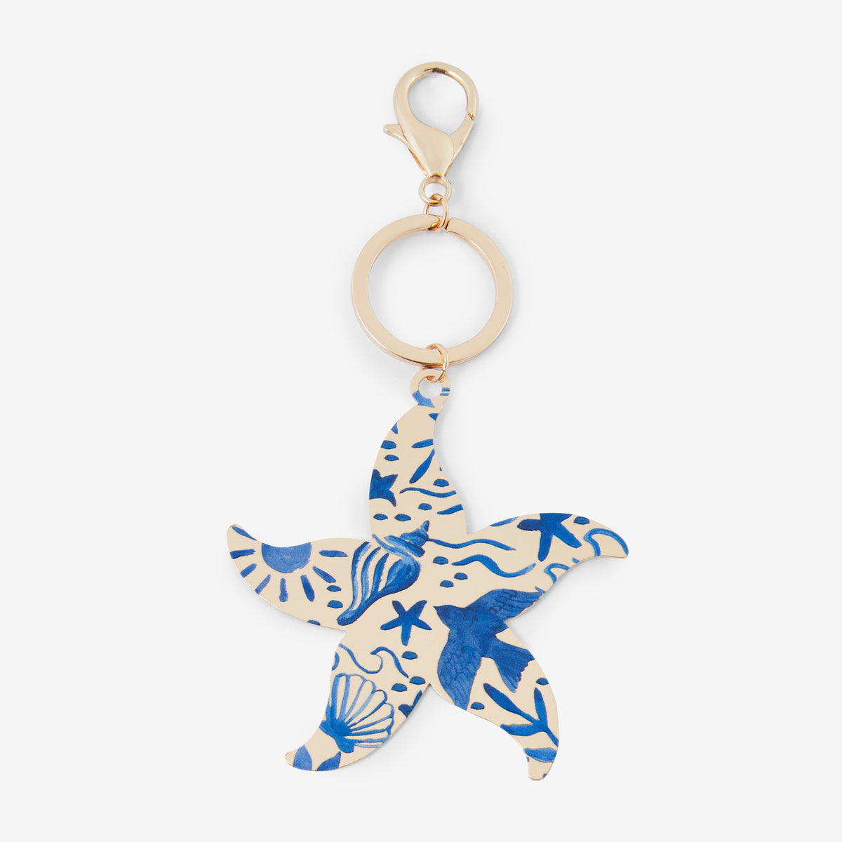 Porte-clés étoile de mer imprimé oiseau et soleil