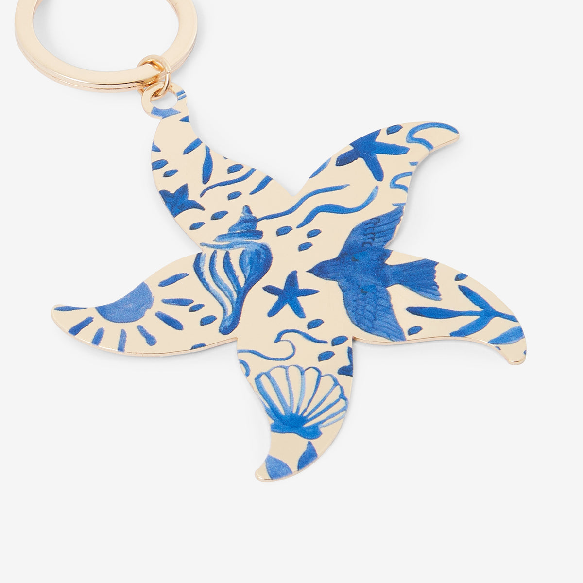Porte-clés étoile de mer imprimé bleu