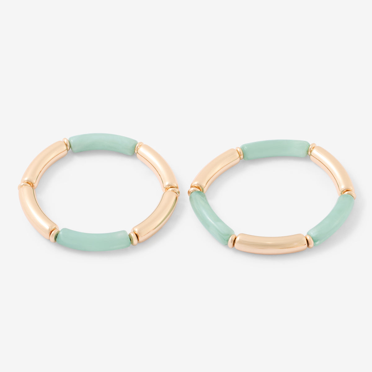 Set de 2 bracelets tubes vert et dorés