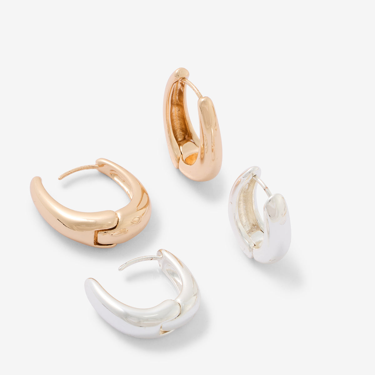 Set de 2 petites créoles dorées et argentées