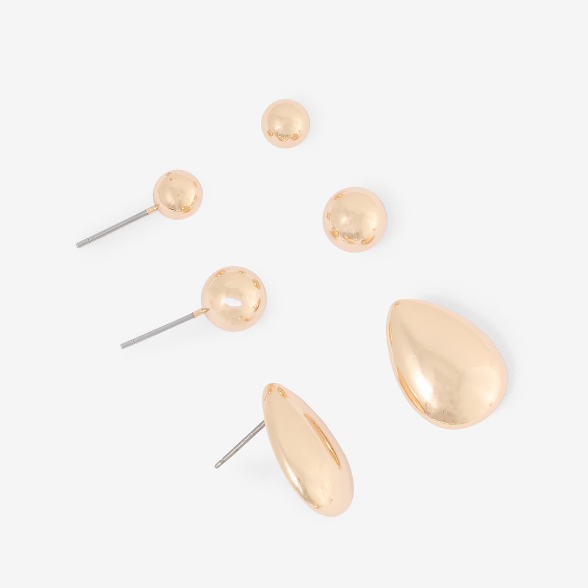 Set de 3 paires de boucles d'oreilles dorées