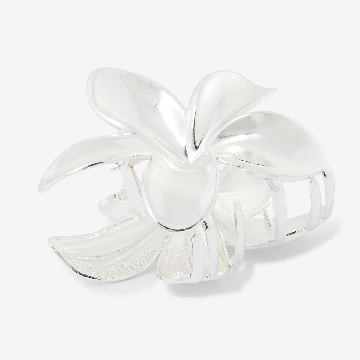 Pince à cheveux fleur argentée