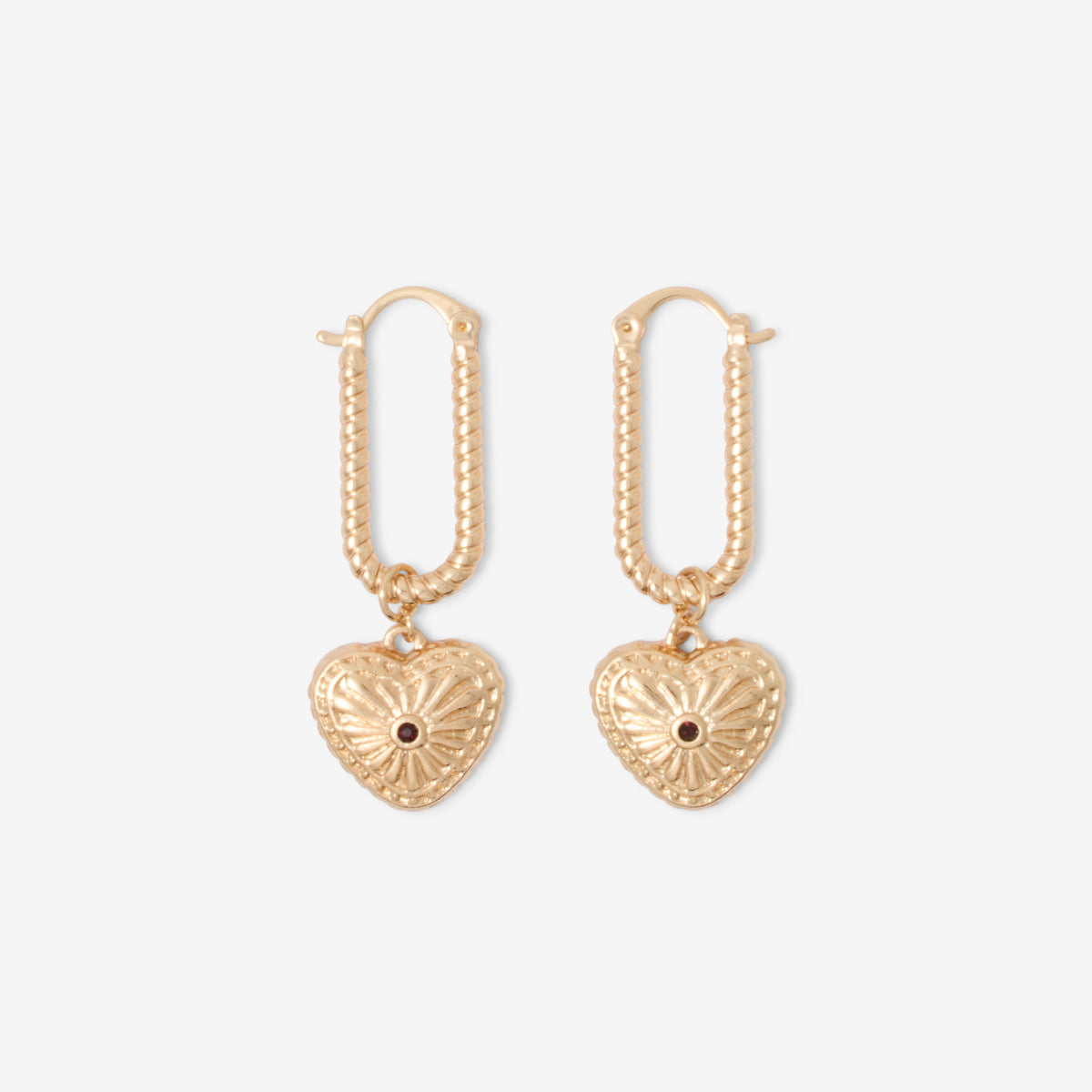 Boucles d'oreilles torsadées et cœur ciselé