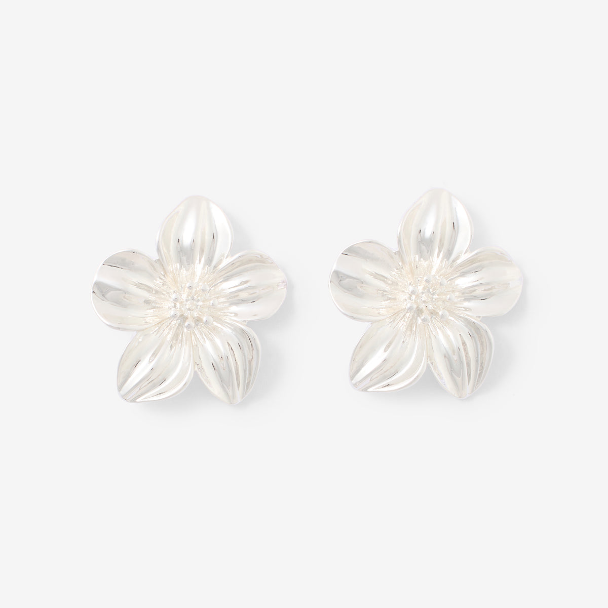 Boucles d'oreilles fleurs argentées