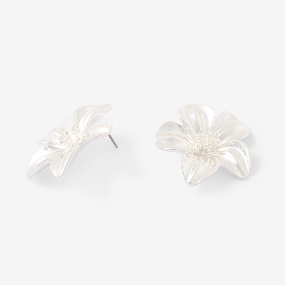 Boucles d'oreilles fleurs argentées