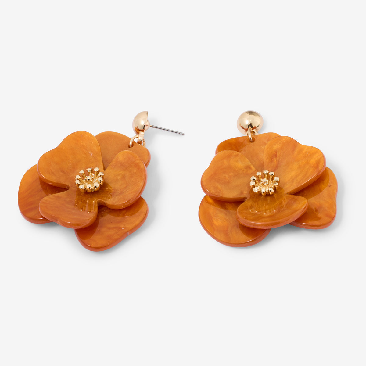 Boucles d'oreilles fleurs oranges