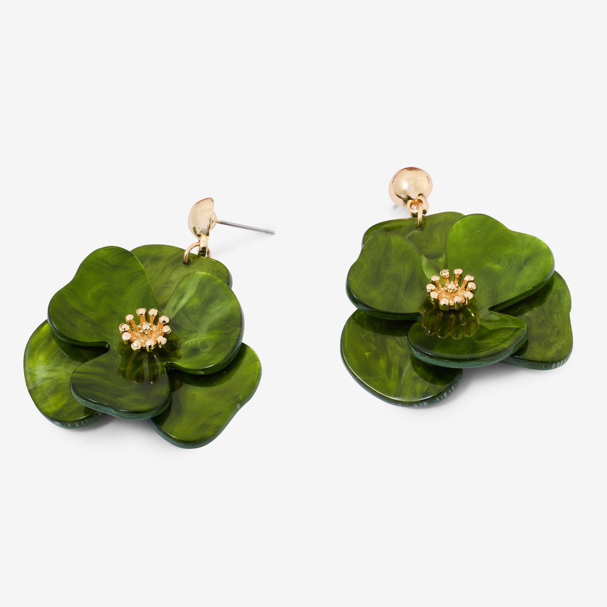 Boucles d'oreilles fleurs vertes