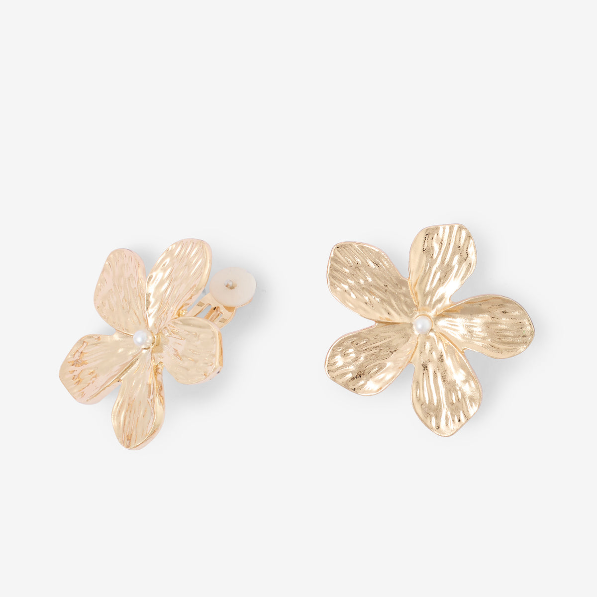 Boucles d'oreilles clips - fleurs dorées