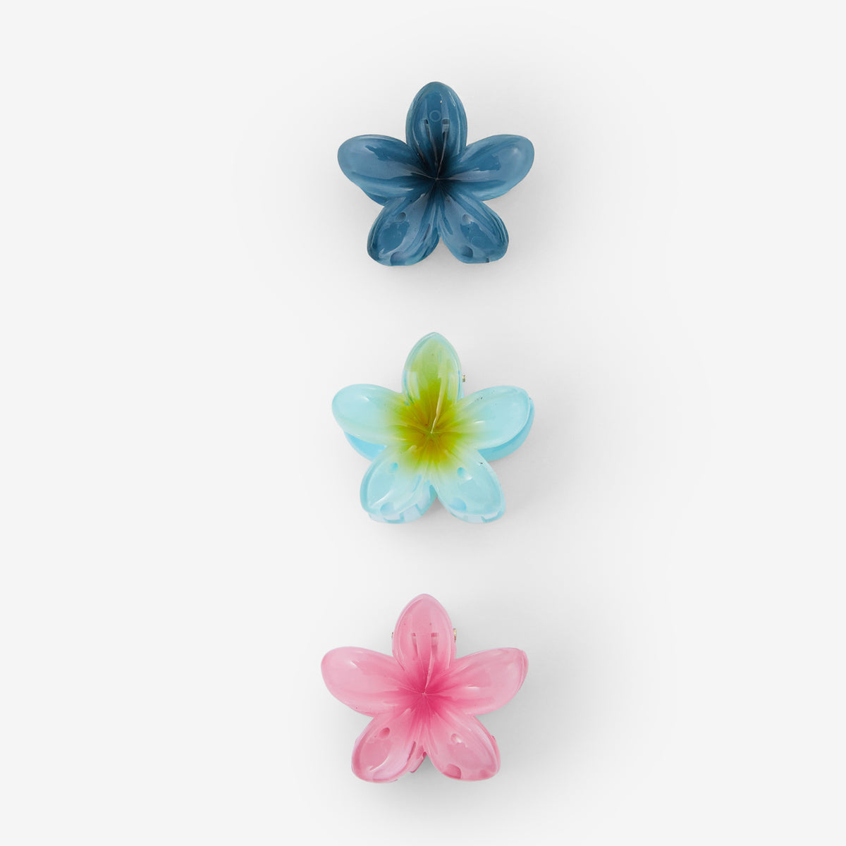 Set de 3 pinces fleurs tropicales multicolores