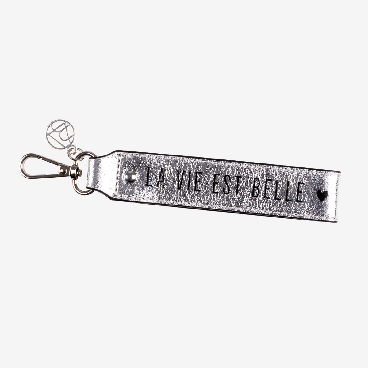 Porte-clé argenté à message