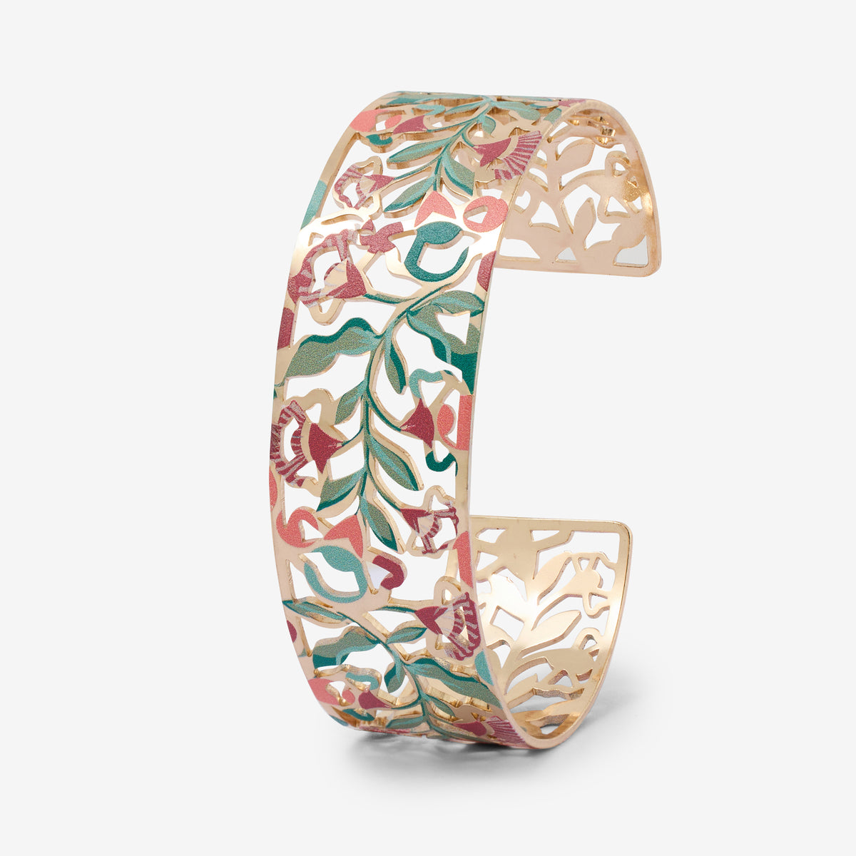 Manchette Balagane ajourée fleurs rose et vert