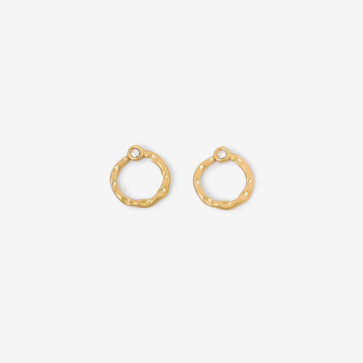 Boucles d'oreilles rondes avec strass en acier inoxydable