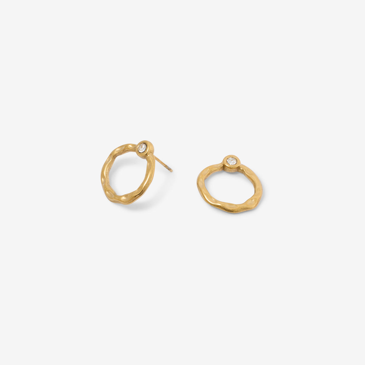 Boucles d'oreilles rondes avec strass en acier inoxydable