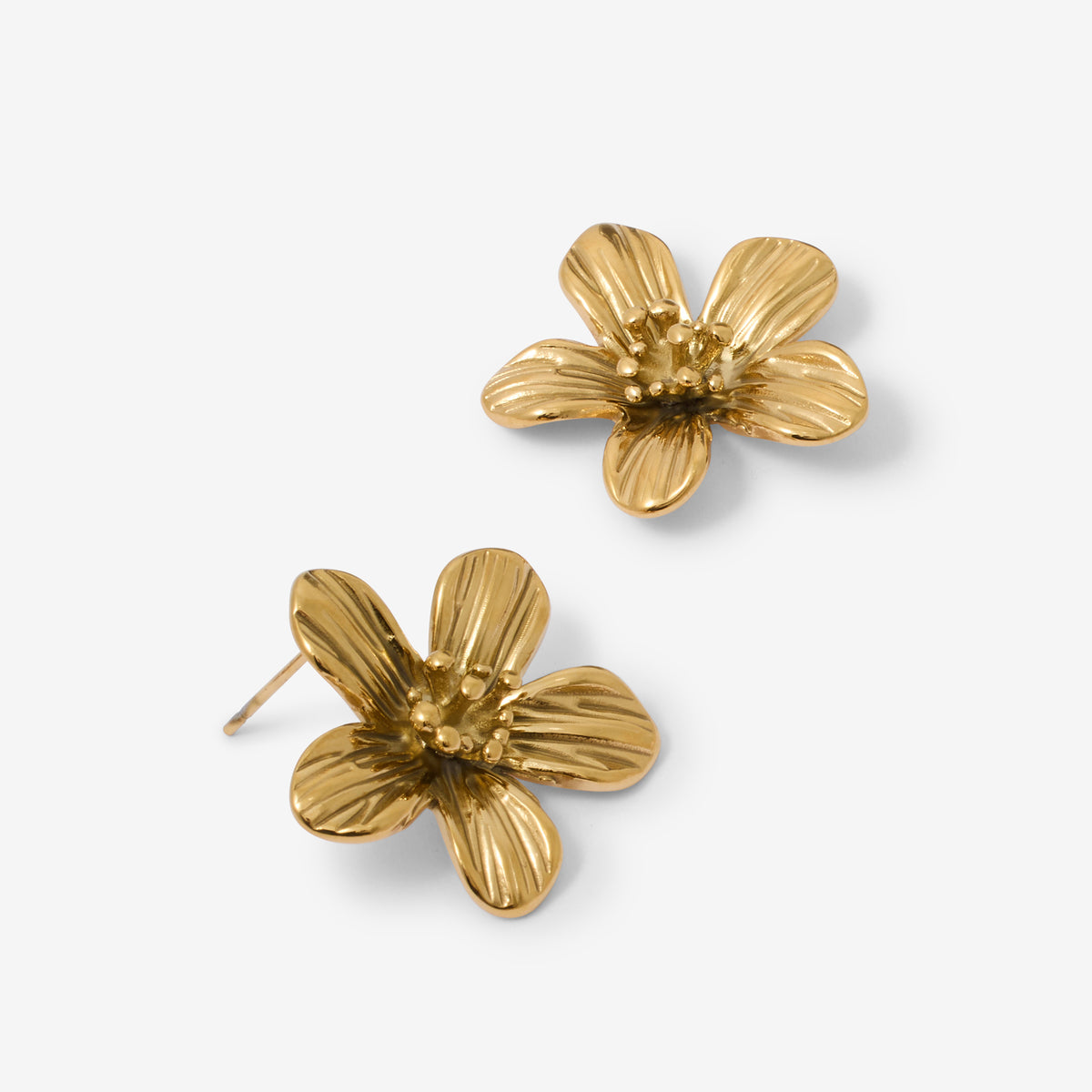 Boucles d'oreilles fleur acier inoxydable