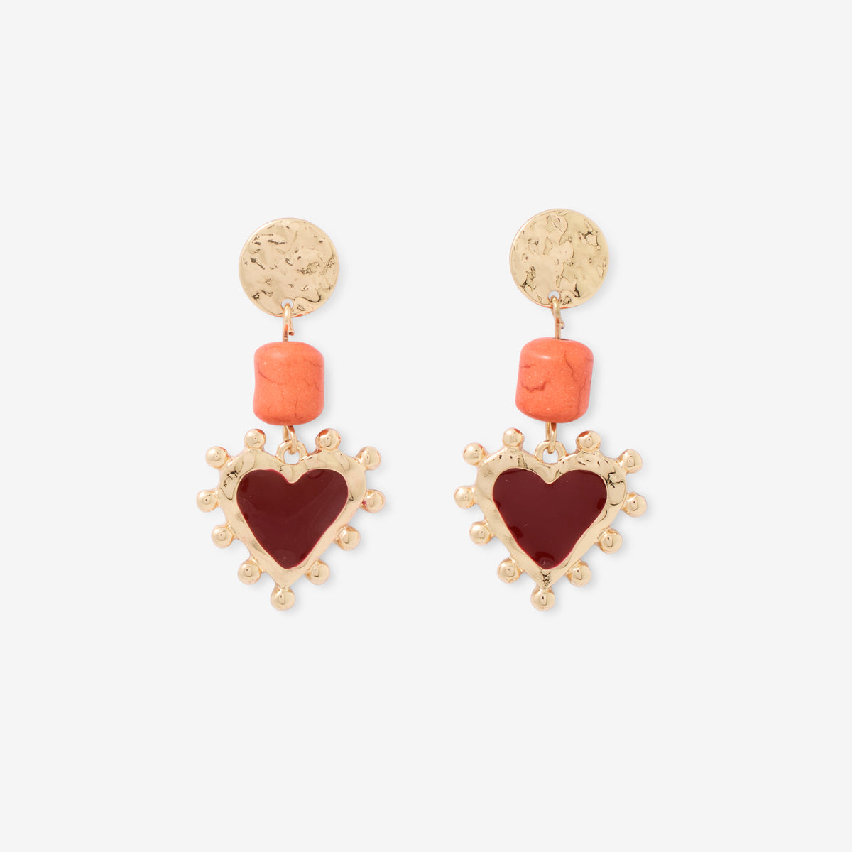 Boucles d'oreilles pendantes cœur rouge
