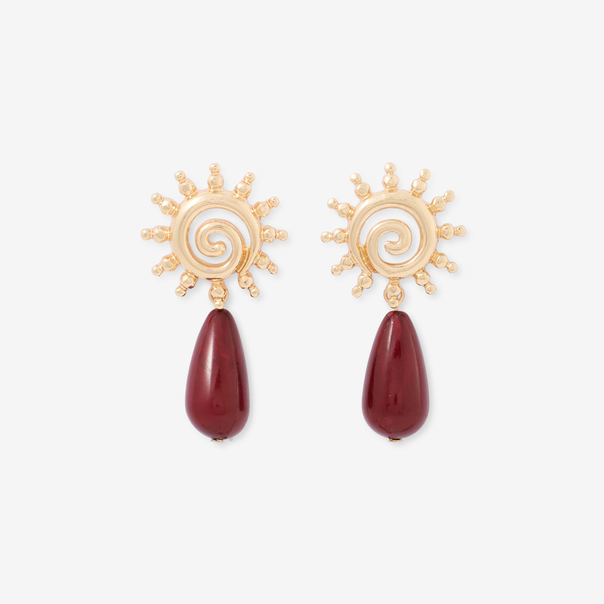 Boucles d'oreilles soleil et perle en résine