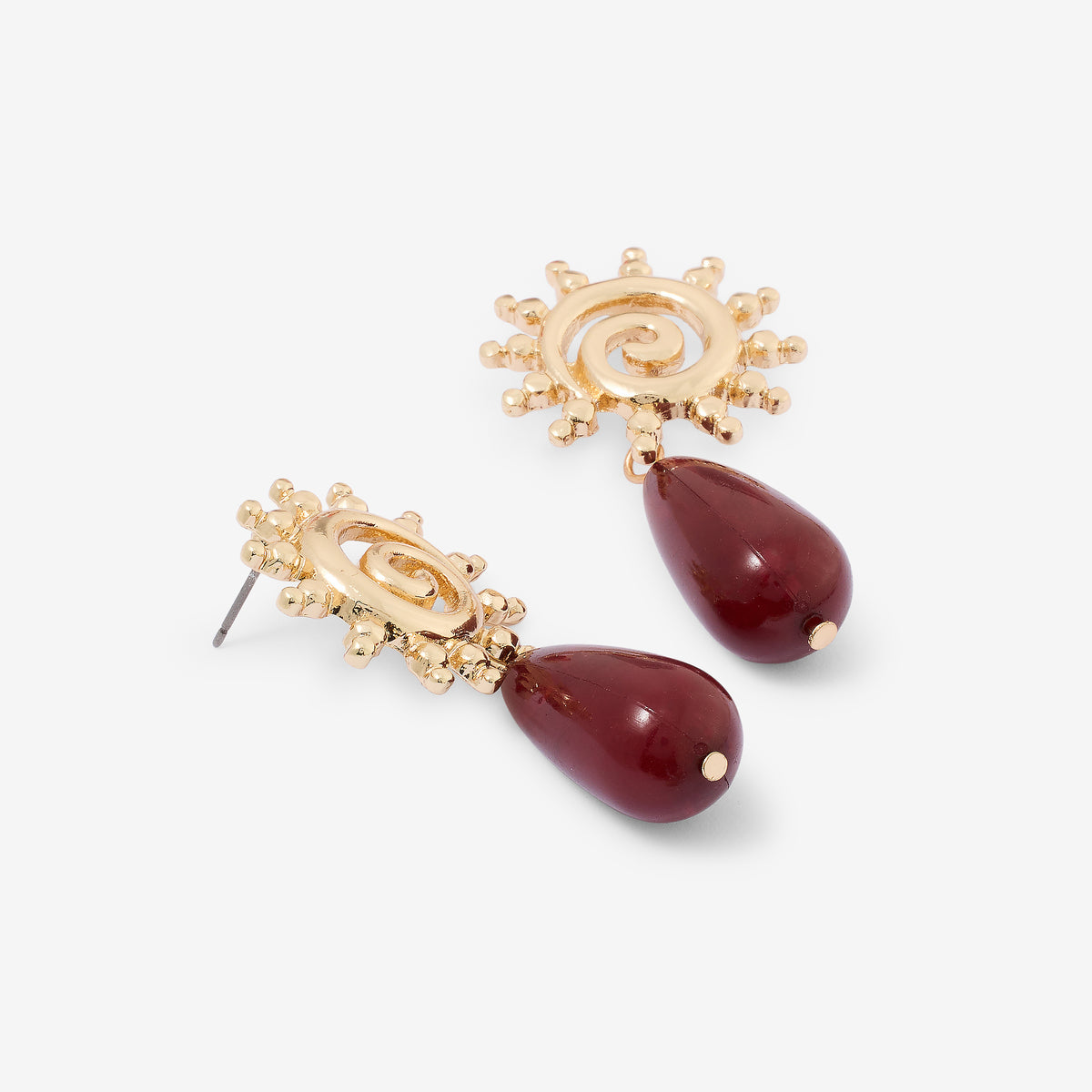 Boucles d'oreilles soleil et perle en résine