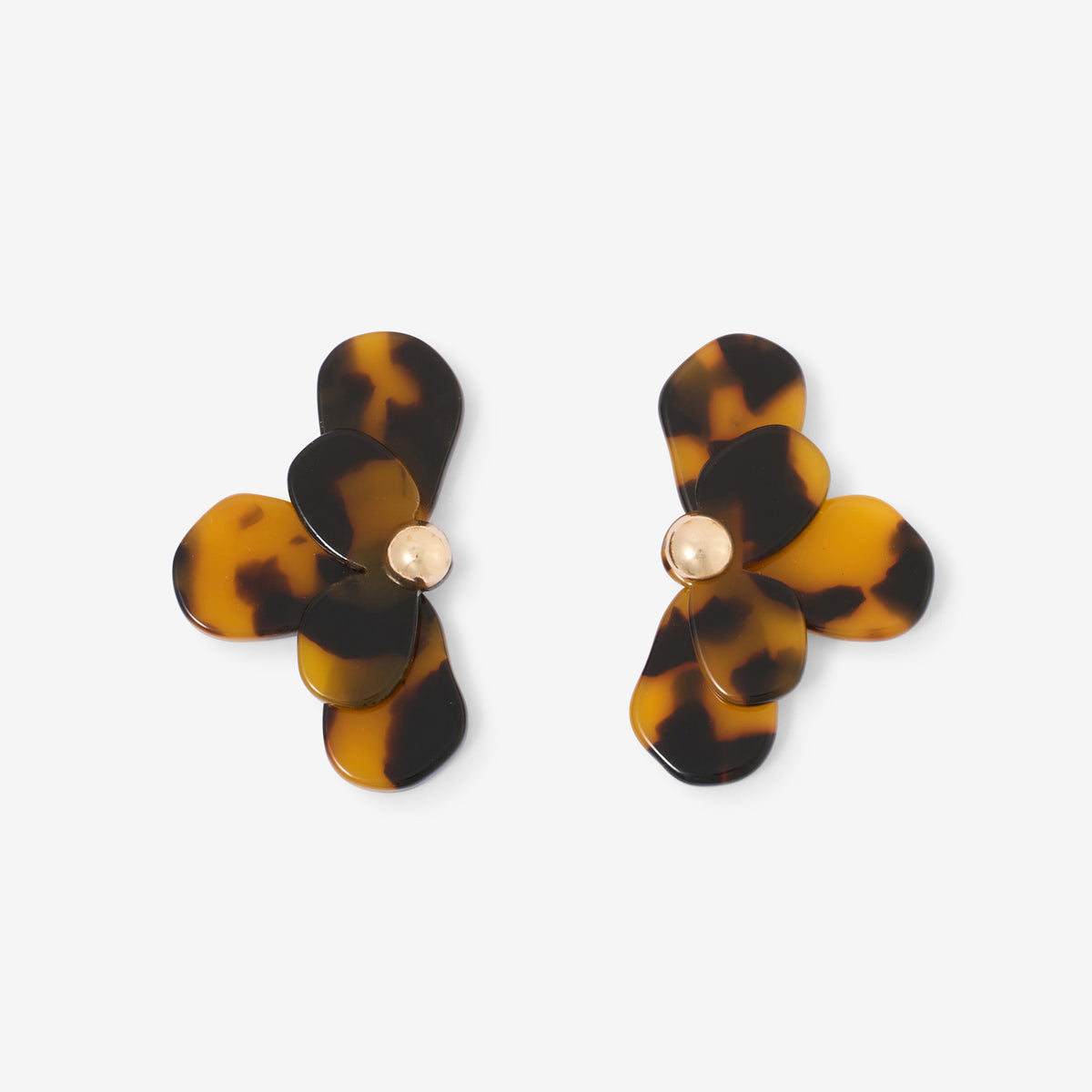 Boucles d'oreilles demi fleurs en résine écaille