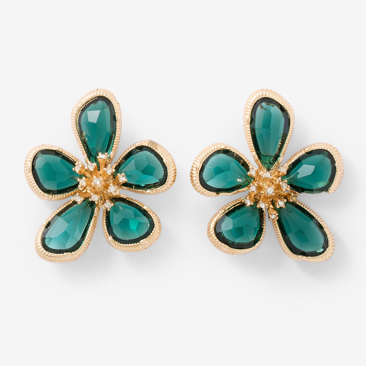 Boucles d'oreilles fleurs avec strass