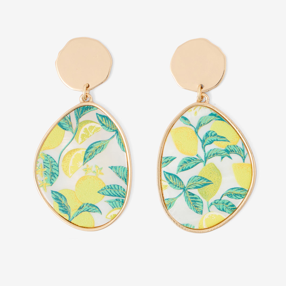 Boucles d'oreilles nacres Balagane imprimé citrons
