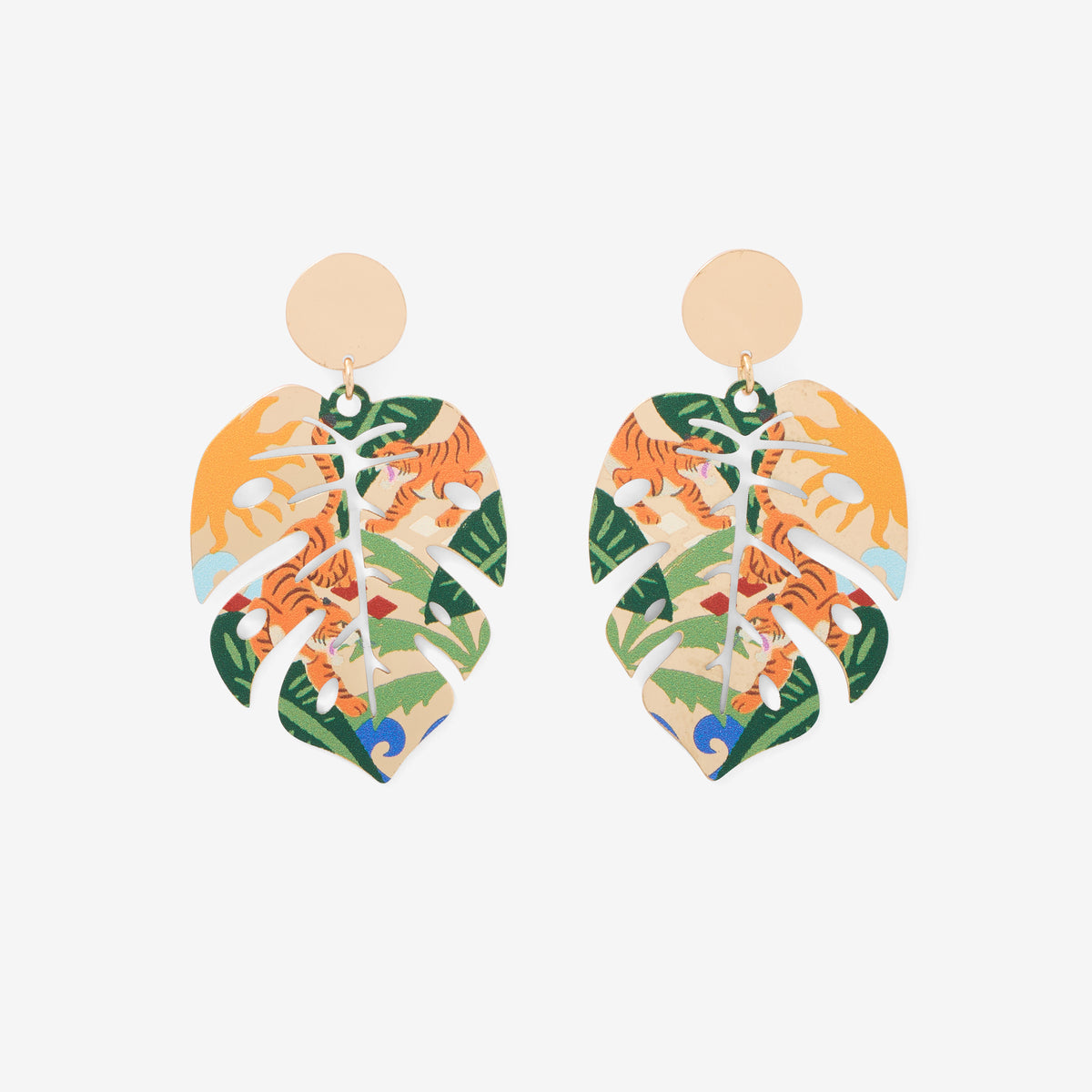 Boucles d'oreilles feuille Balagane imprimé jungle