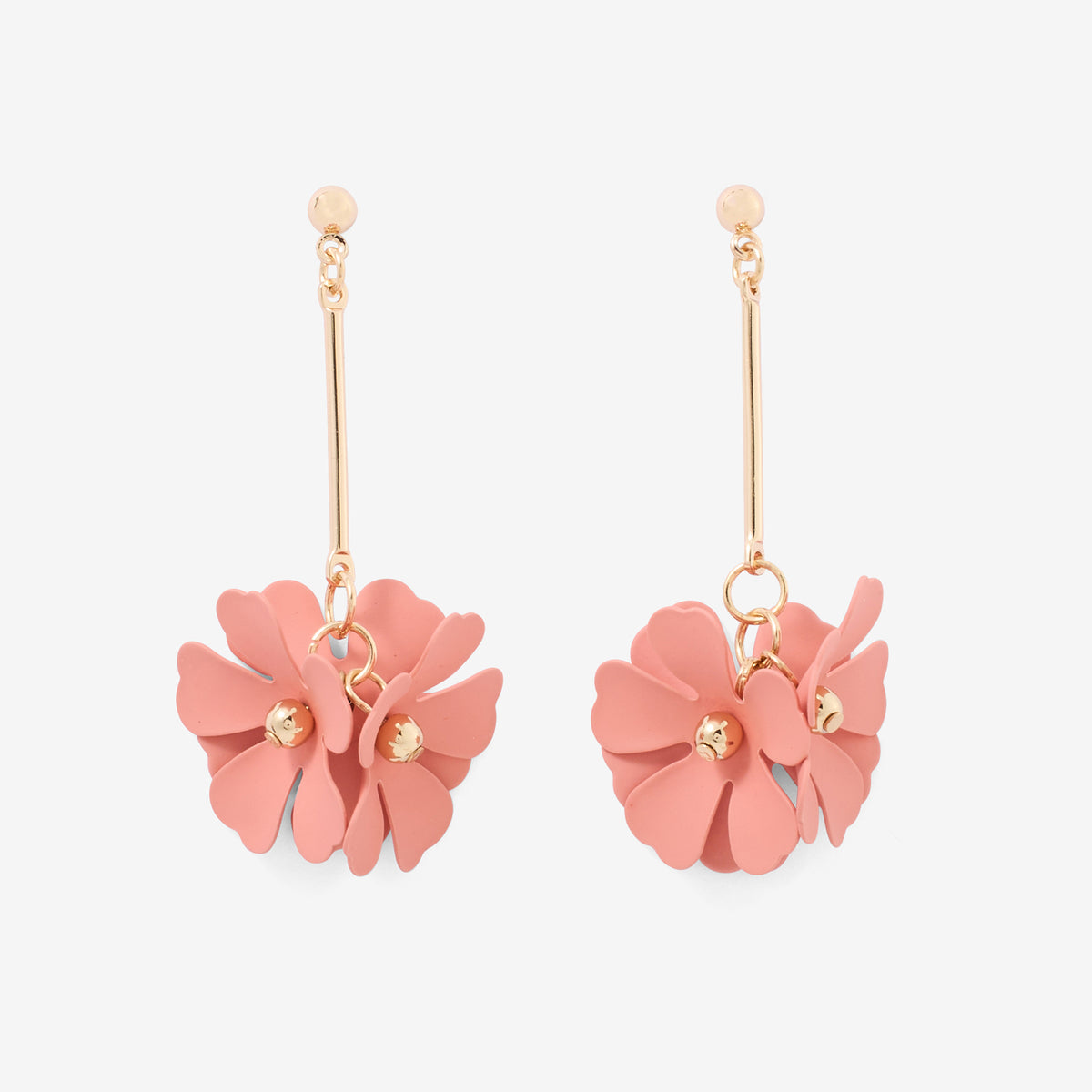 Boucles d'oreilles pendantes fleurs roses