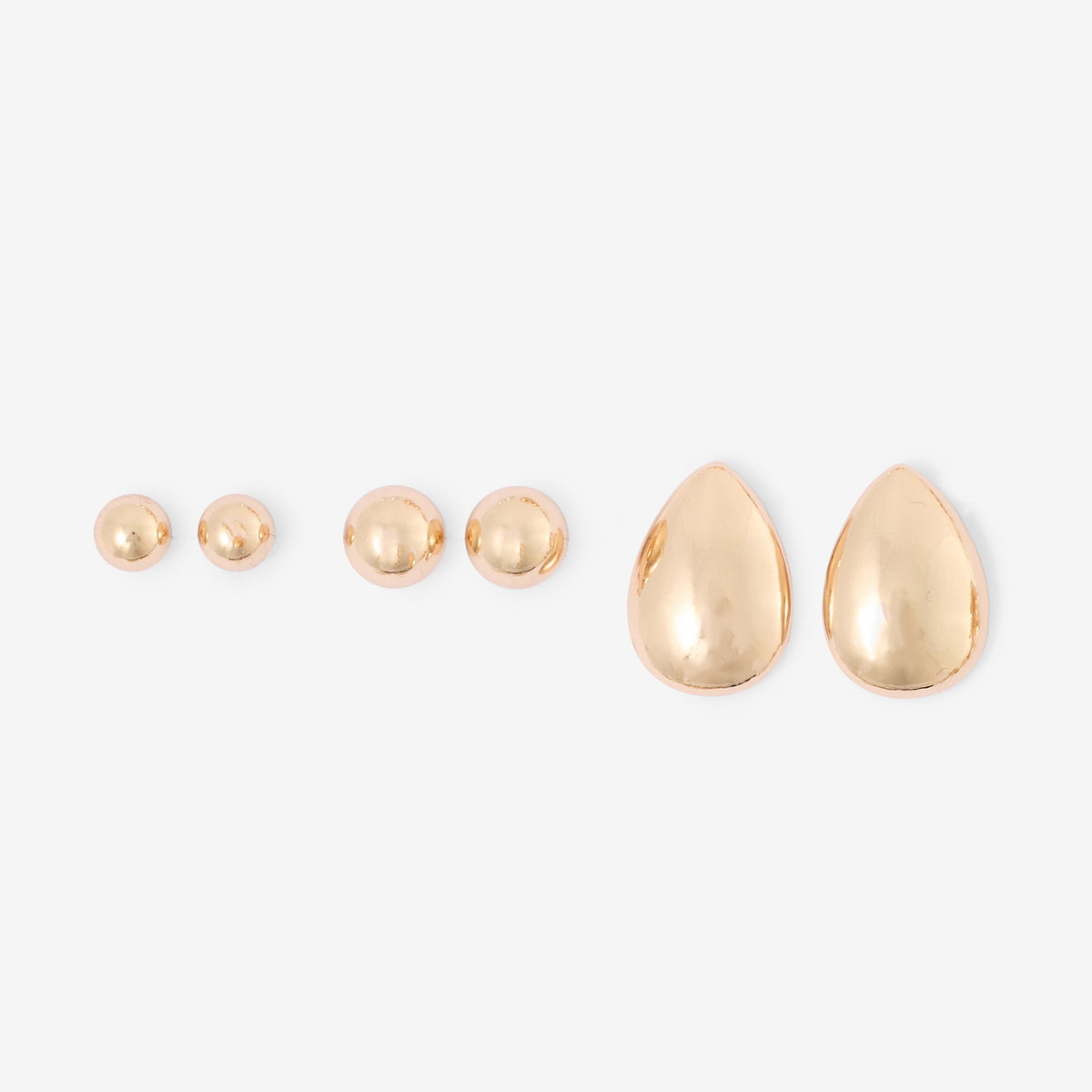 Set de 3 paires de boucles d'oreilles dorées