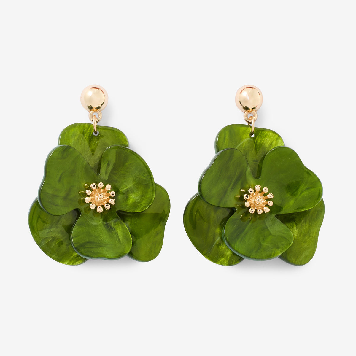 Boucles d'oreilles fleurs vertes