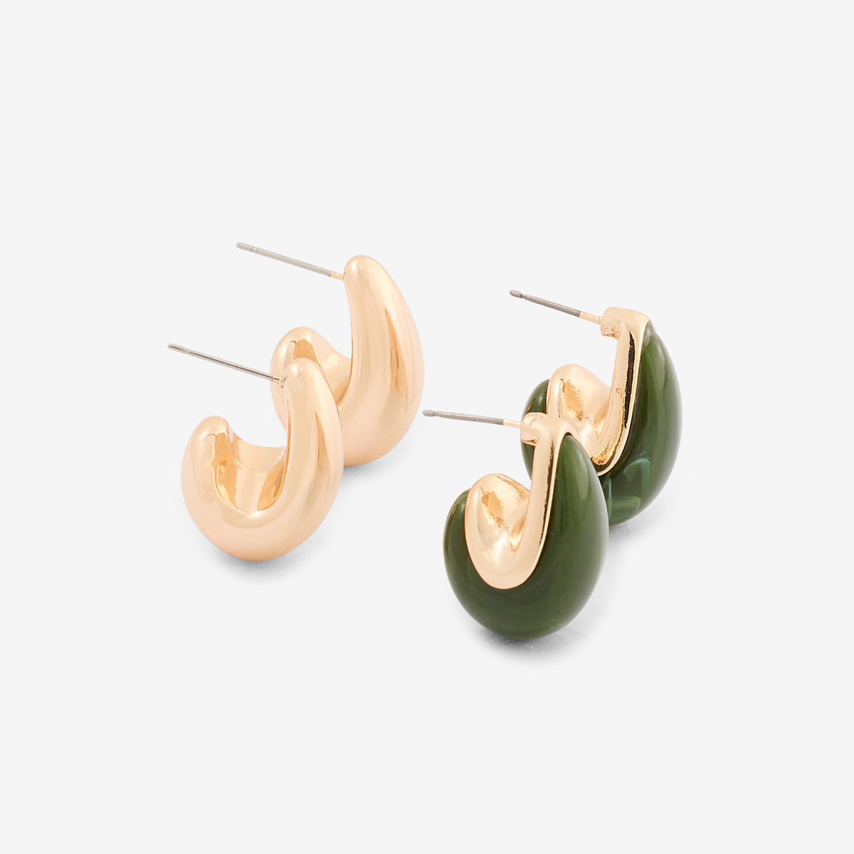 Set de 2 boucles d'oreilles gouttes en résine et métal