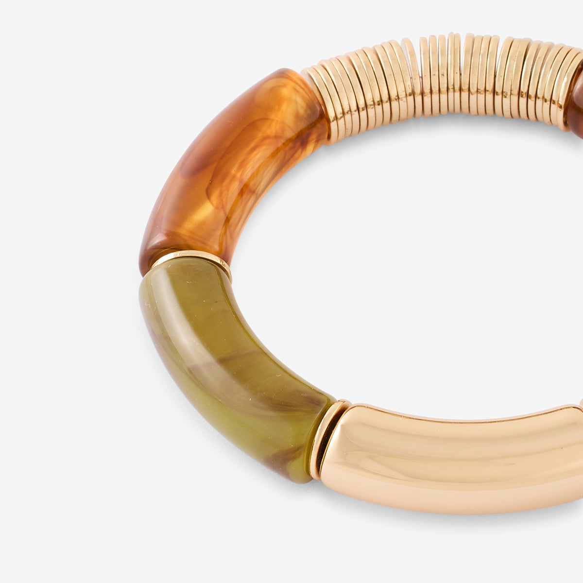 Bracelet tubes en résine vert et marron