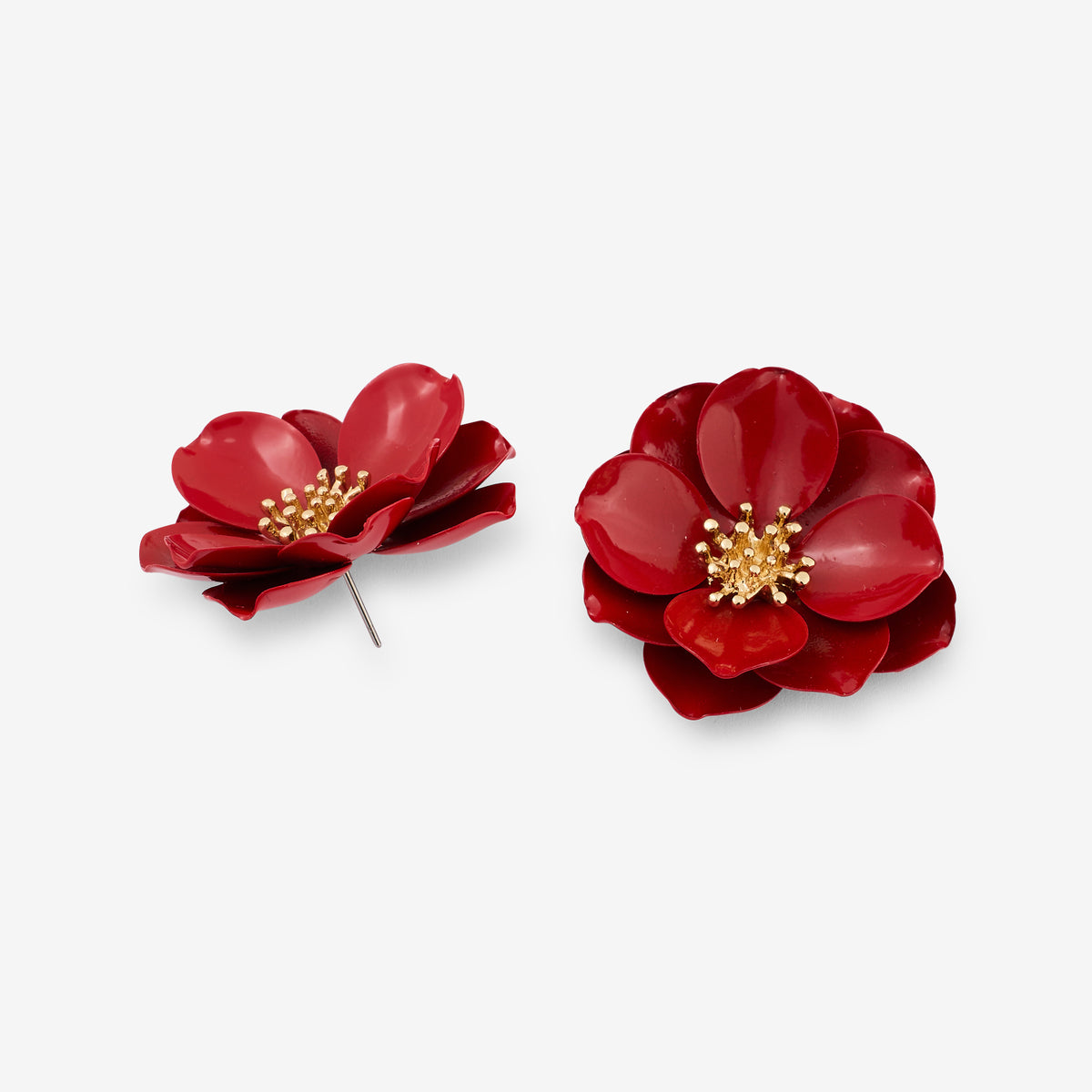 Boucles d'oreilles fleurs rouges