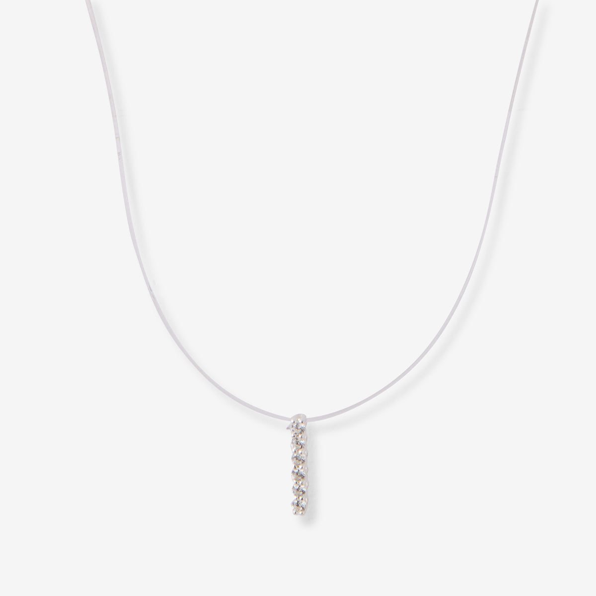 Collier nylon pendentif barre de zircon argent 925