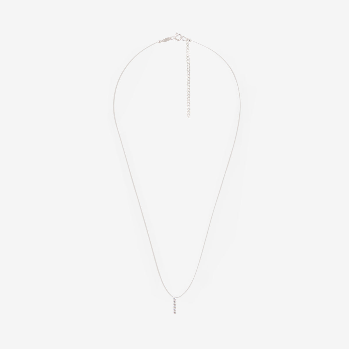 Collier nylon pendentif barre de zircon argent 925