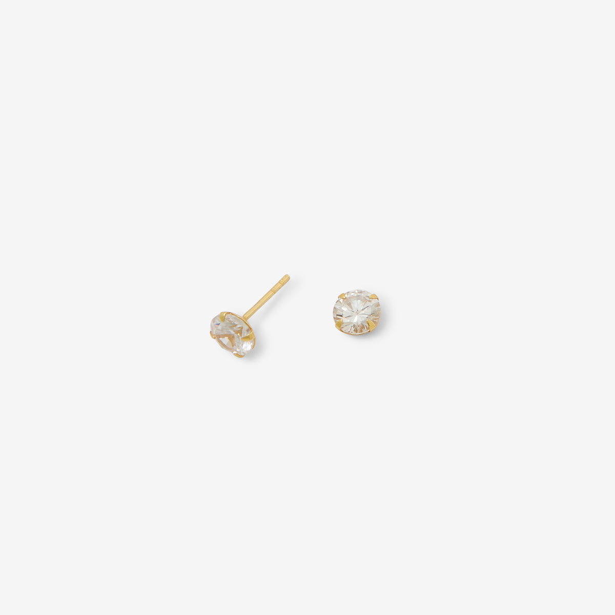 Puces d'oreilles zircon 6 mm - argent 925 doré