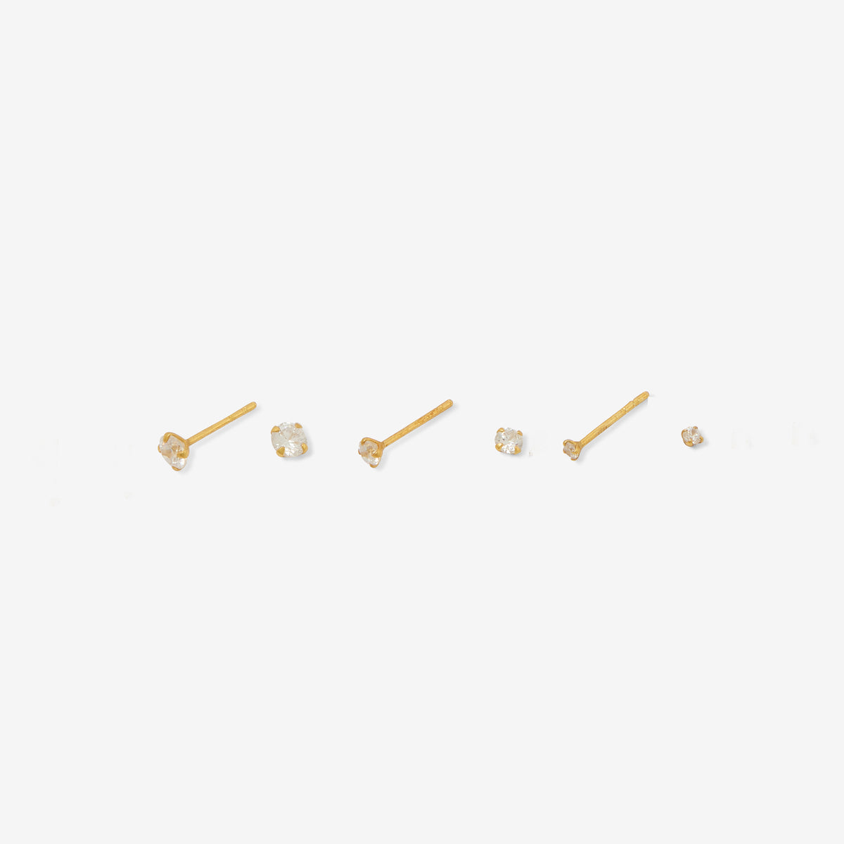 Set 3 paires de puces d'oreilles zircon - argent 925 doré