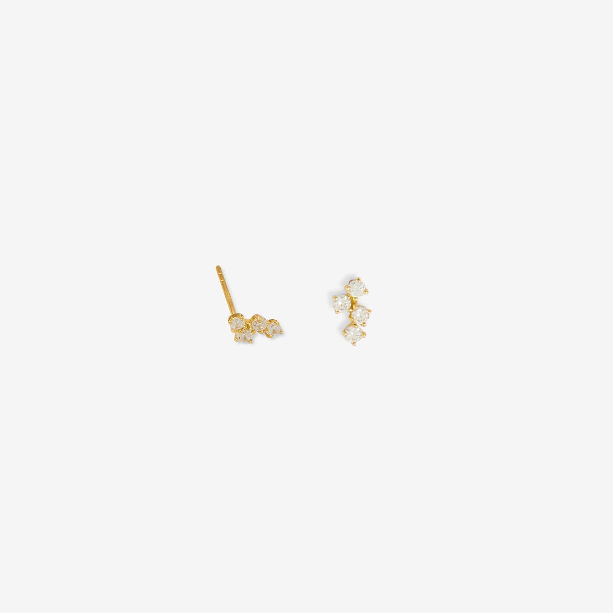 Puces d'oreilles 4 zircon - argent 925 doré