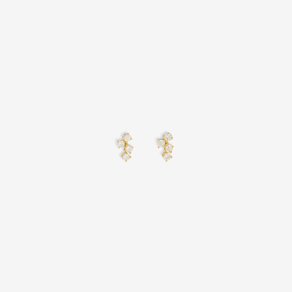 Puces d'oreilles 4 zircon - argent 925 doré