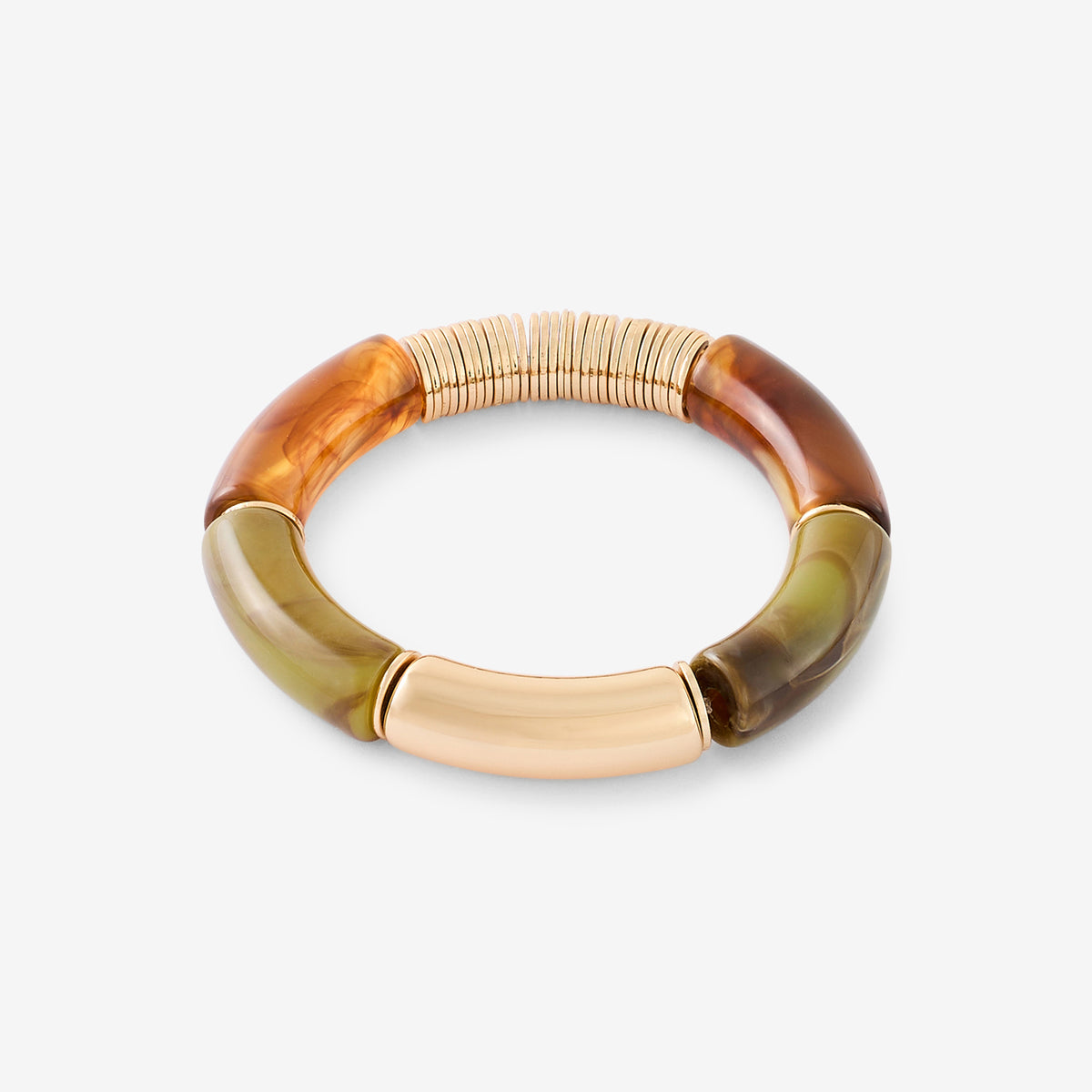 Bracelet tubes en résine vert et marron