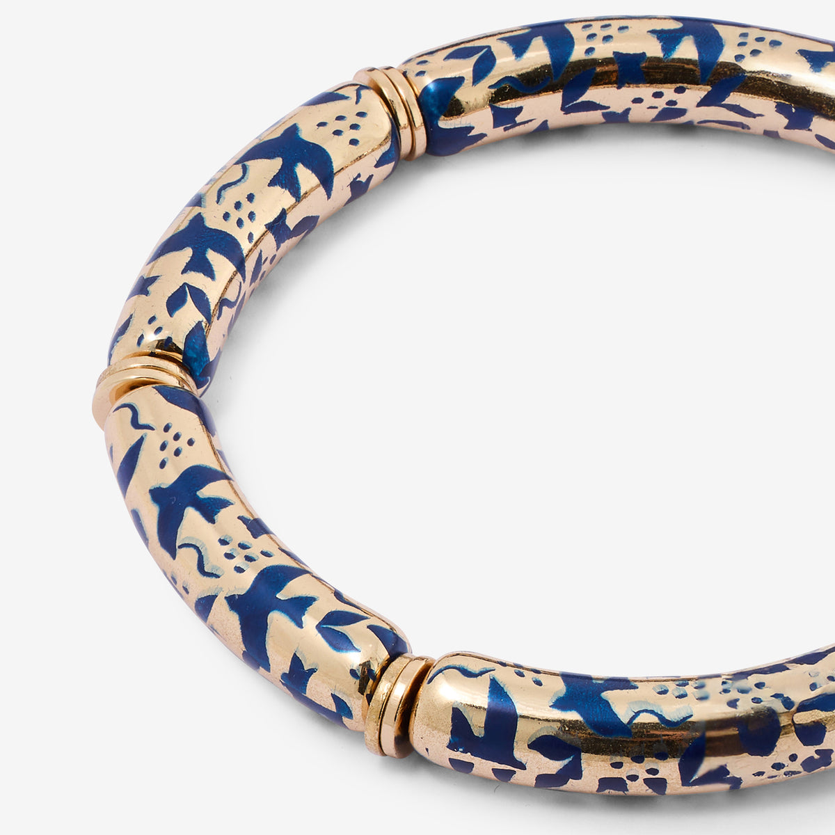 Bracelet tubes bleu et doré