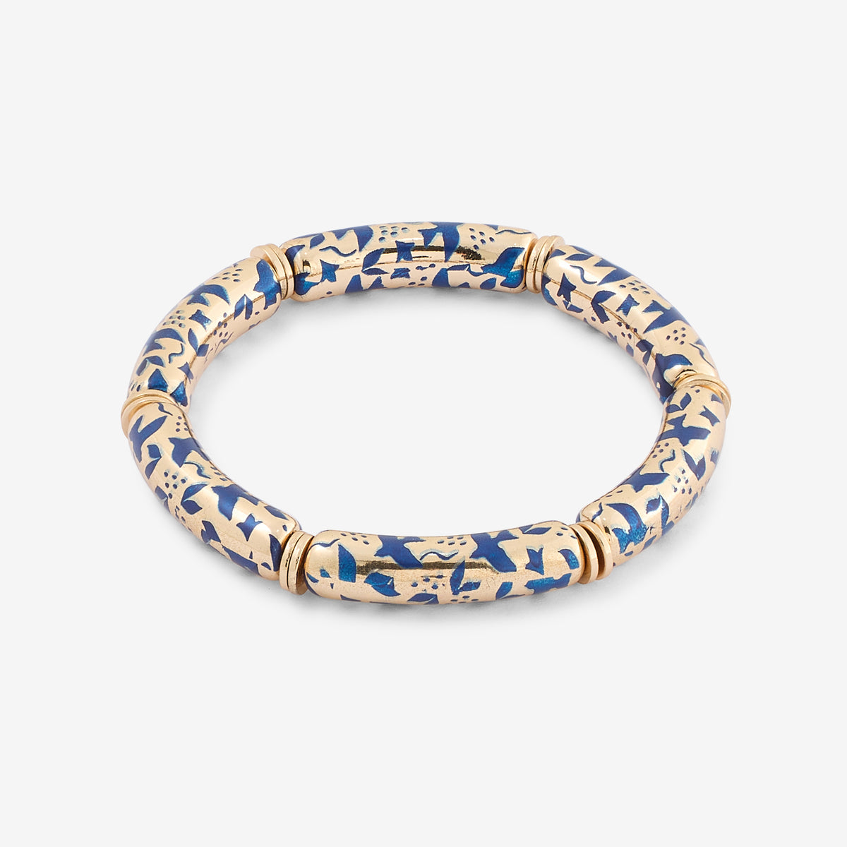Bracelet tubes bleu et doré