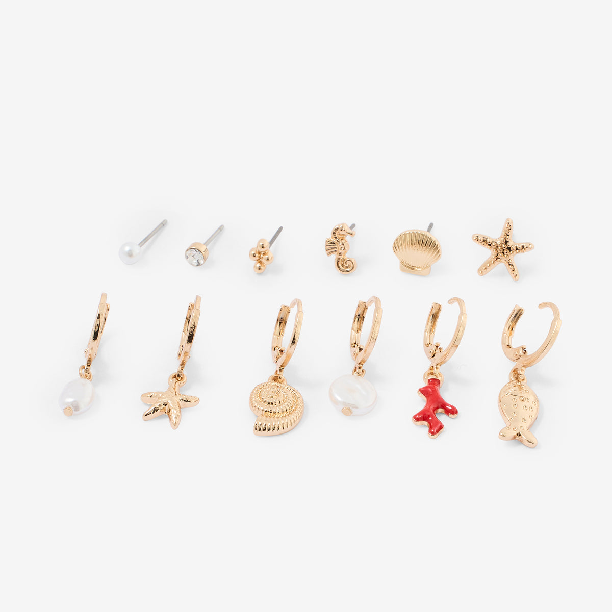 Set de 12 boucles d'oreilles créoles et puces