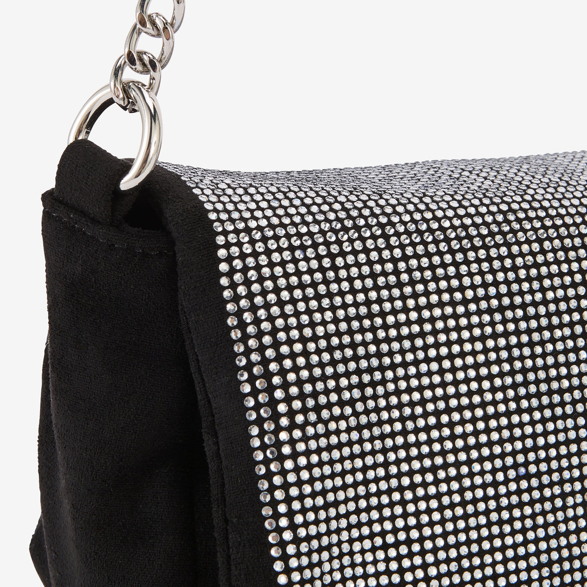 Petit sac à bandoulière effet suédé et strass
