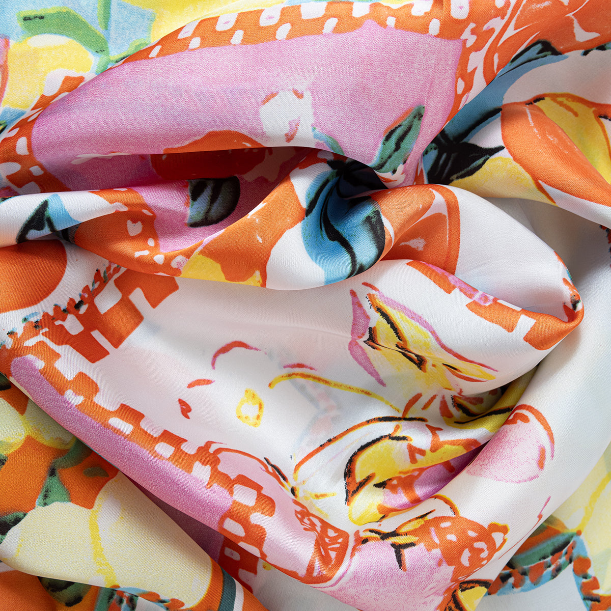 Foulard carré motif fruits multicolore