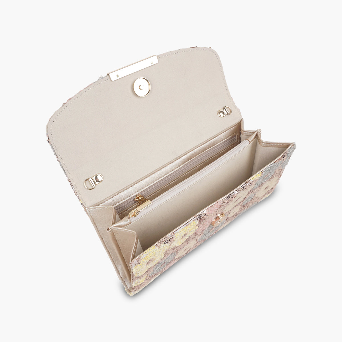 Pochette sequins à fleurs