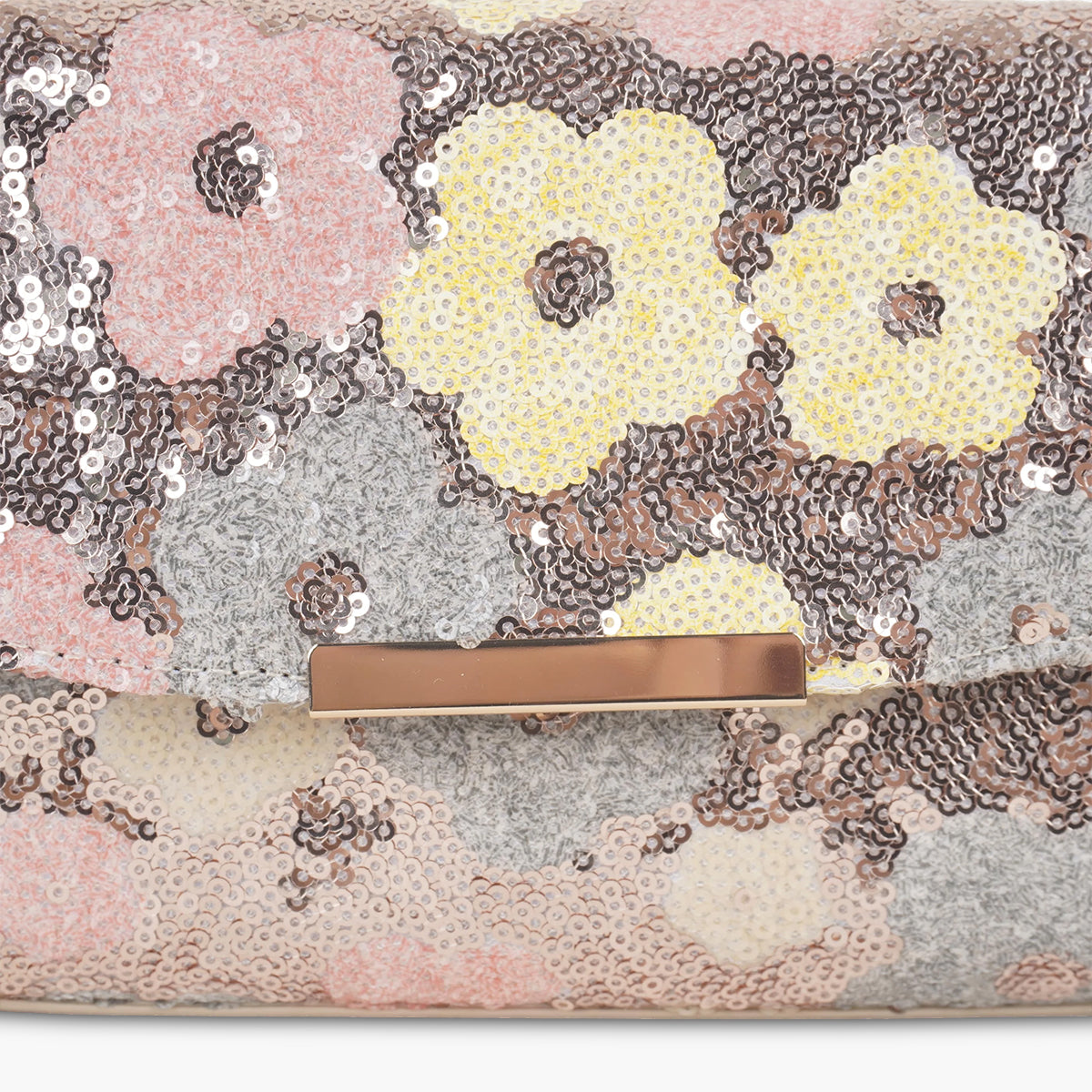 Pochette sequins à fleurs