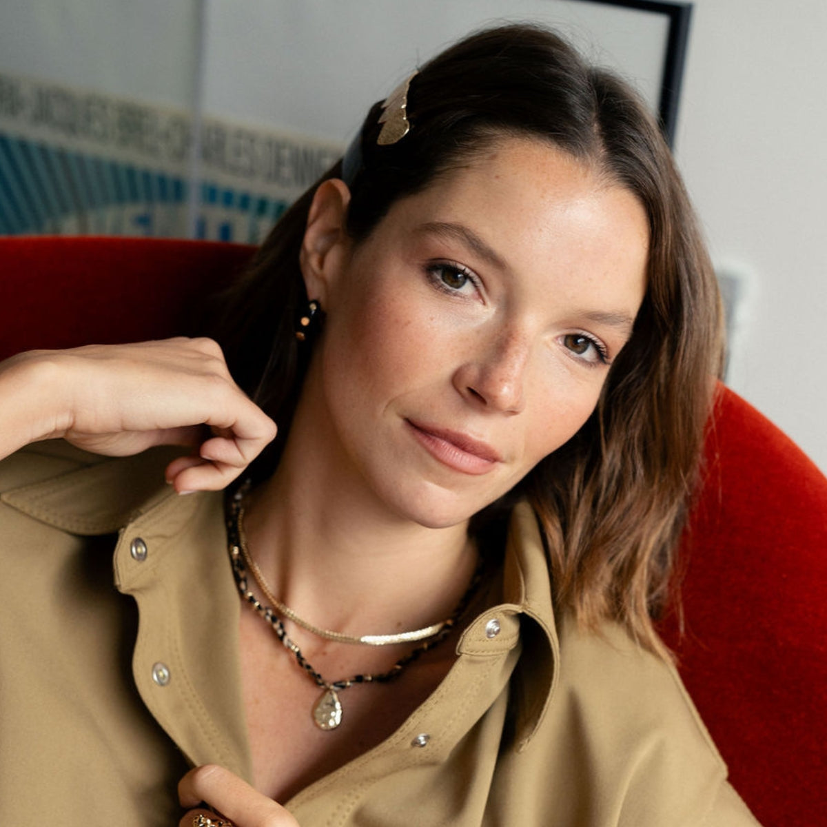 Set de 2 colliers chaine serpent et tissu tressé