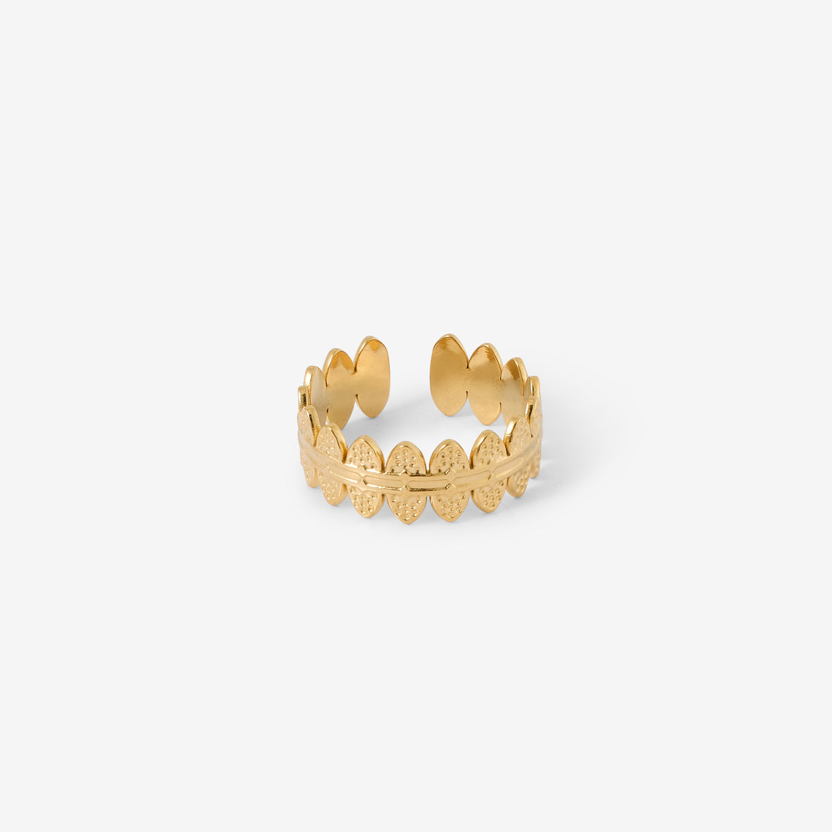 Bague martelée acier inoxydable doré