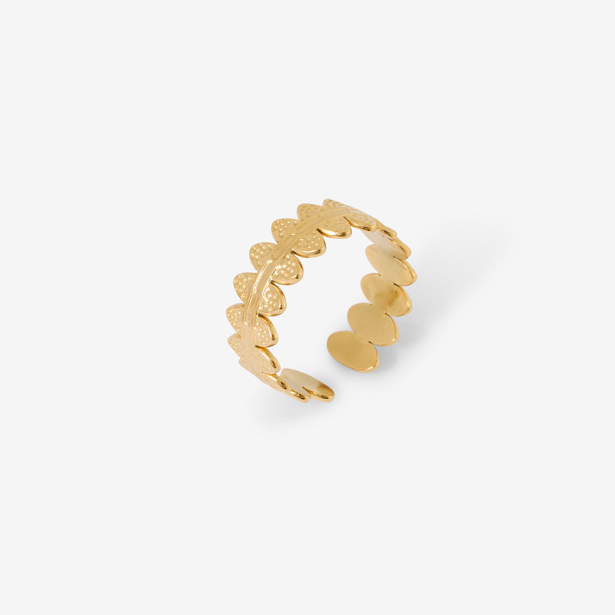 Bague martelée acier inoxydable doré